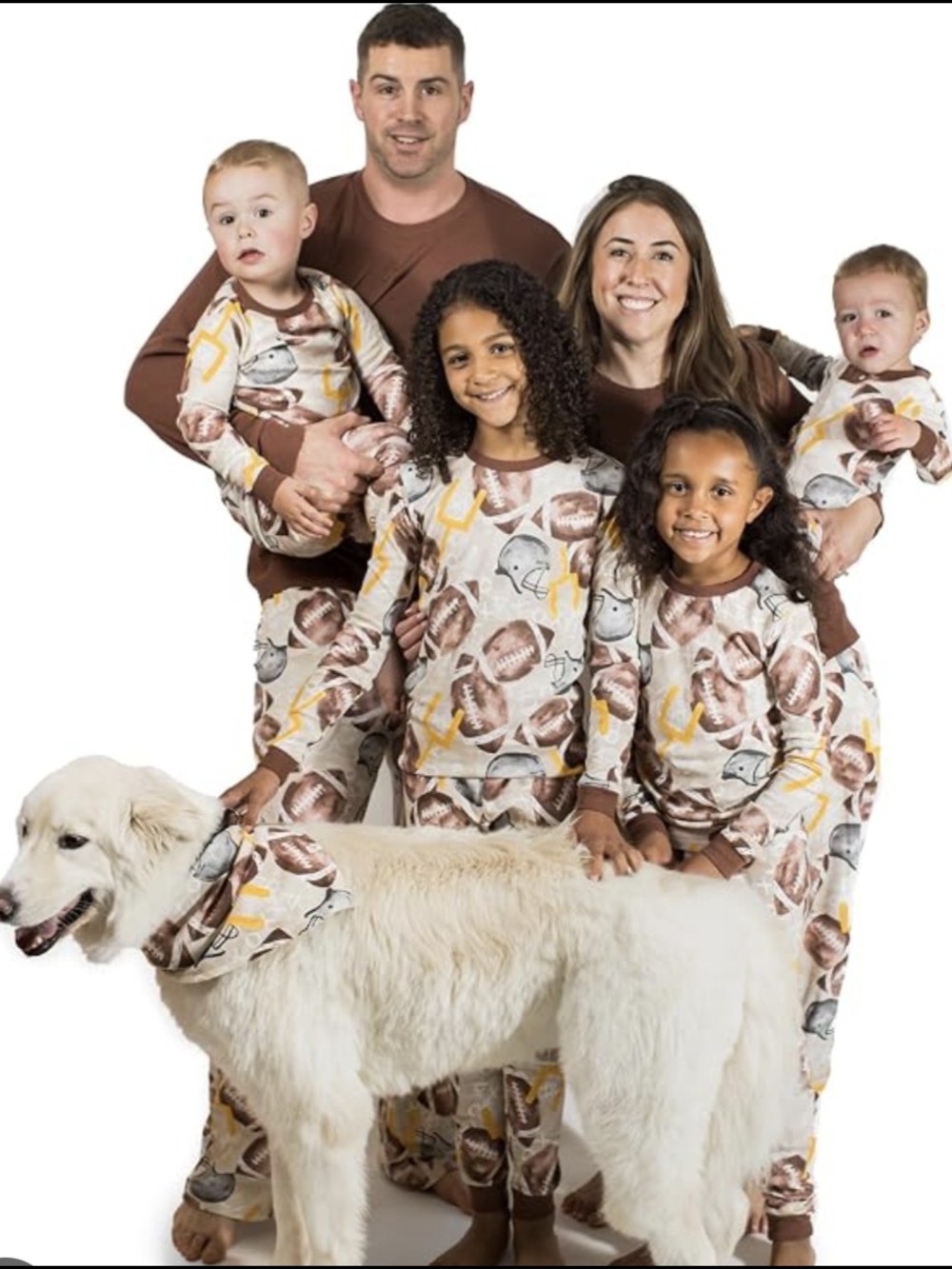 Burt's Bees Women's Football Print Pajama Size Large Brown/White NWT